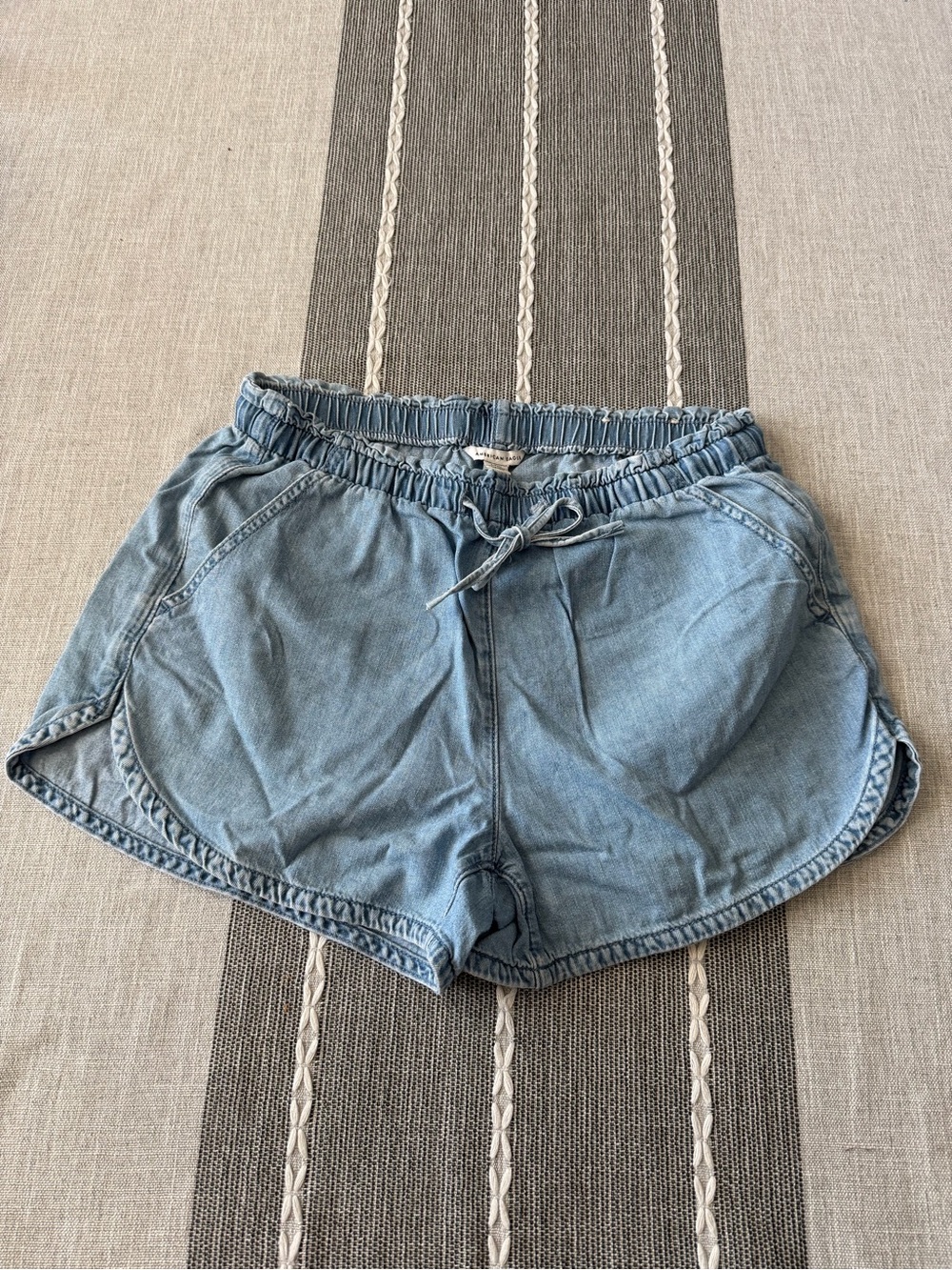 American Eagle Outfitters Light Blue Denim Drawcord Athletic Shorts